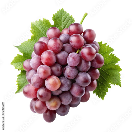 Ripe red grapes isolated on Transparent background.