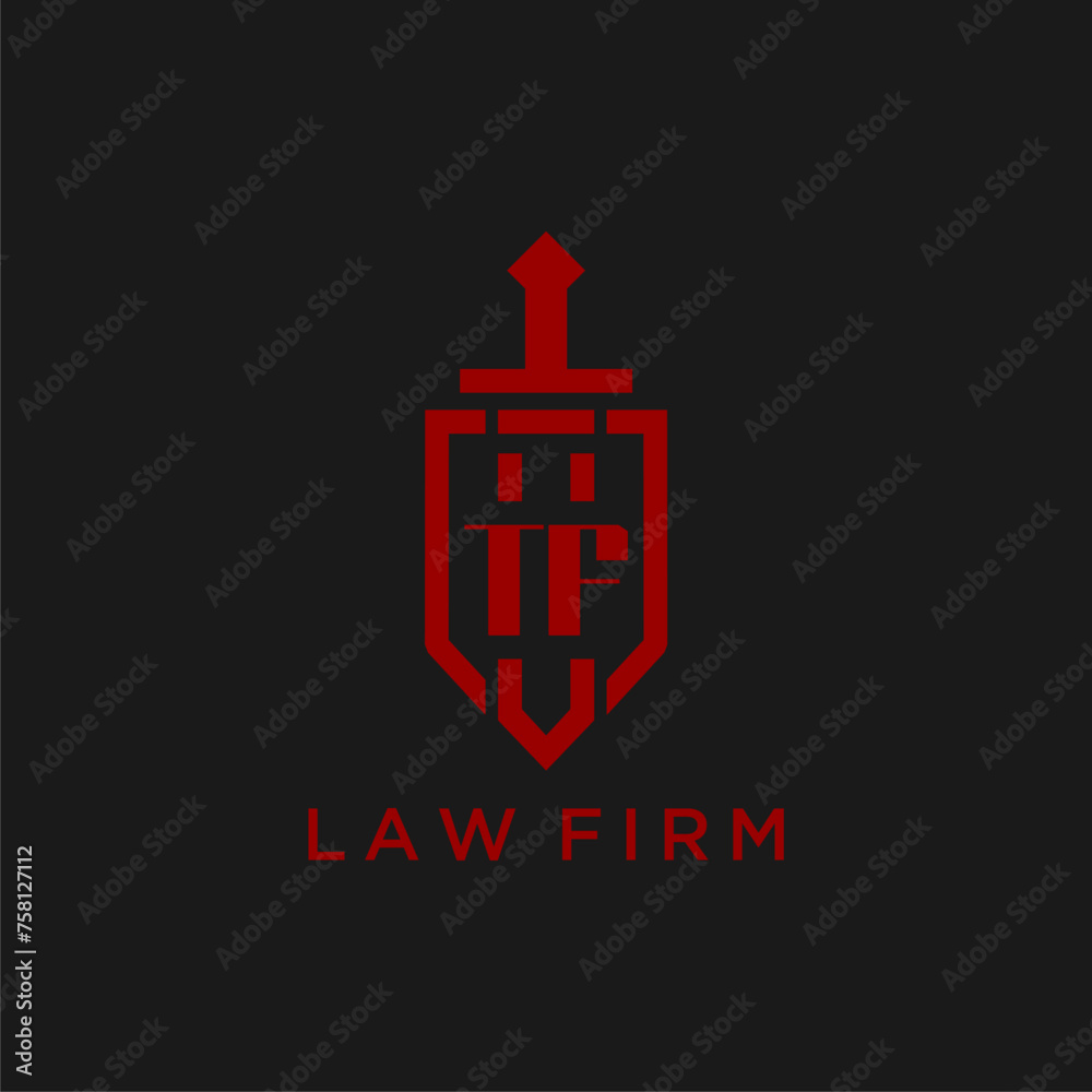 TF initial monogram for law firm with sword and shield logo image TF initial monogram for law firm with sword and shield logo image