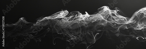 A delicate wisp of smoke dances against a dark background, embodying a serene grace
