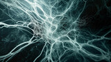 Quantum entanglement depicted with particles connected by chaotic, abstract lines, visualizing the spooky action at a distance, Particle, Research, with copy space