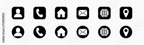 Contact icon set isolated on transparent background