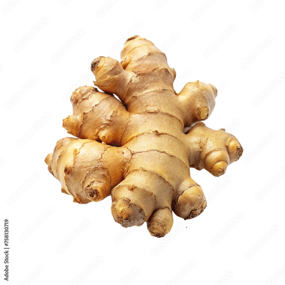 A fresh ginger isolated on Transparent background.