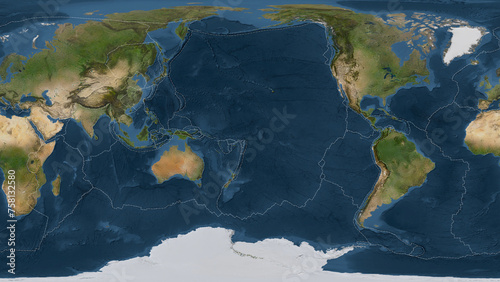 Fototapeta Naklejka Na Ścianę i Meble -  Balmoral Reef plate - global map. Patterson Cylindrical. Satellite