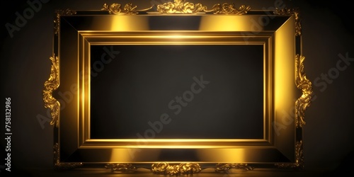 Golden frame with copy space on dark background