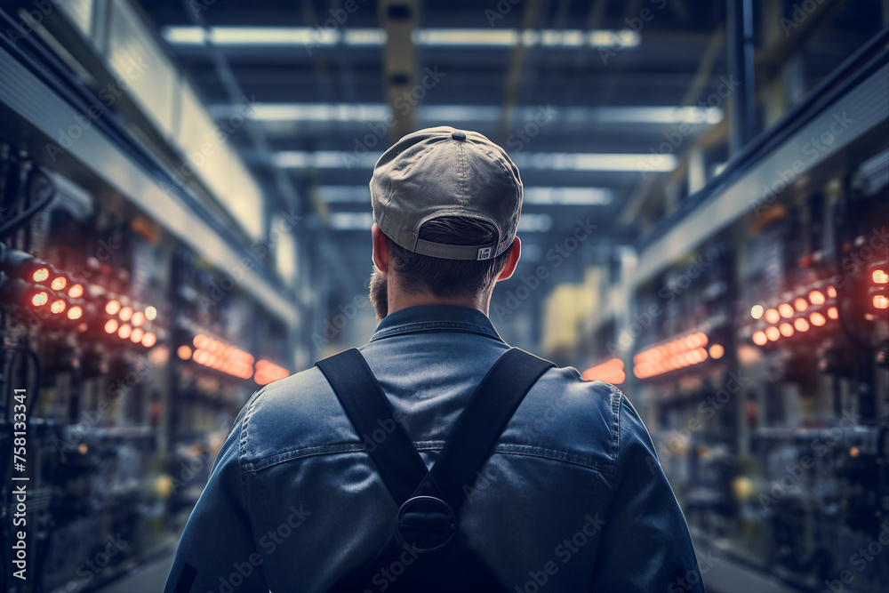 Experienced engineer in industrial uniform at big company enterprise Generative AI illustration Experienced engineer in industrial uniform at big company enterprise Generative AI illustration