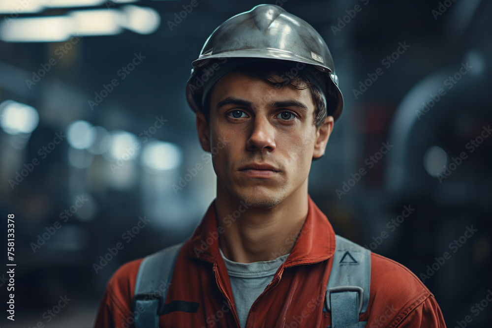 Experienced engineer in industrial uniform at big company enterprise Generative AI illustration Experienced engineer in industrial uniform at big company enterprise Generative AI illustration