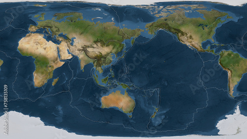 Fototapeta Naklejka Na Ścianę i Meble -  Mariana plate - global map. Patterson Cylindrical. Satellite
