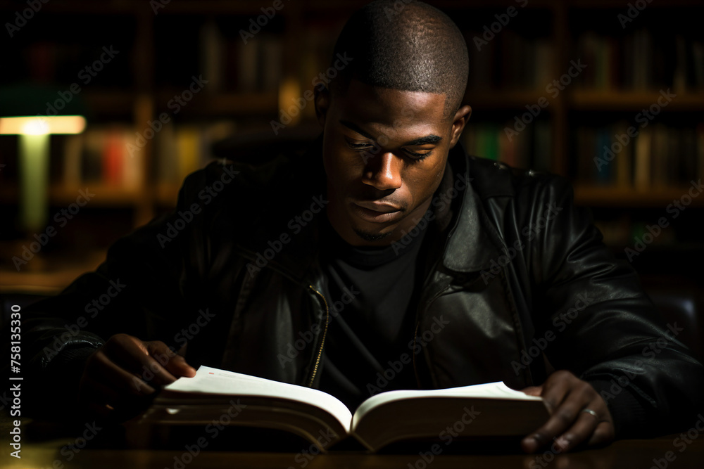 Generative AI photo of librarian student or college teacher in library in front of book shelves Generative AI photo of librarian student or college teacher in library in front of book shelves