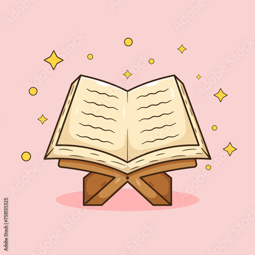 Cute cartoon vector of books of Quran with simple design concept and suitable to use for logos icon mascot banner wallpaper etc.