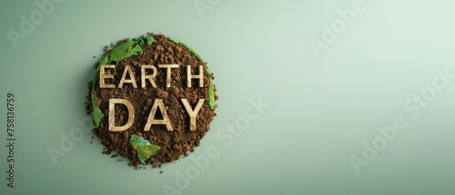 Earth Day / environment protection eco care ecology future recycling, responsibility save concept background - Close up of world globe planet made of soil, isolated on green background