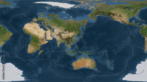 Yangtze plate - global map. Patterson Cylindrical. Satellite