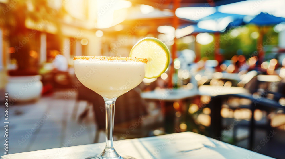 Citrus cocktail served outside on the beach Citrus cocktail served outside on the beach
