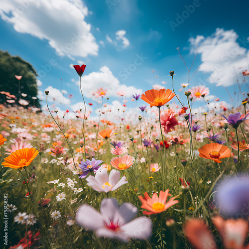 A field of wildflowers in bloom.