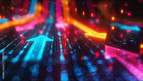 Vibrant Arrows Pointing Multiple Directions Chart Graph Data Technology