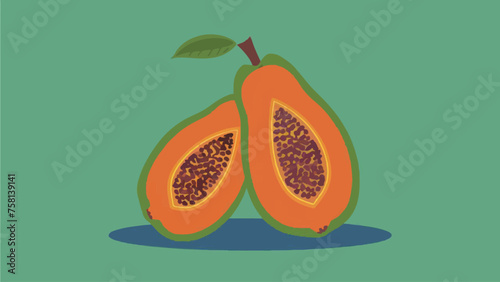 Papaya Vector Illustration: Flat Design Fruit Graphic for Vibrant Visuals and Creative Projects  photo