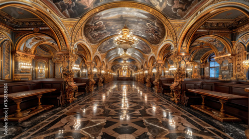 Dream-like, unreal interior of a restaurant in palace setting © Kondor83