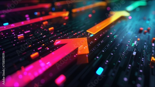 Arrow Chart Cyber Information Nodes Electronic Info Arrows