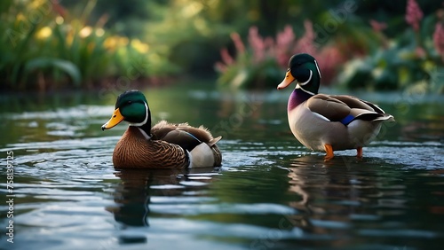 Cute ducks is in nature