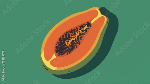 Papaya Vector Illustration: Flat Design Fruit Graphic for Vibrant Visuals and Creative Projects 