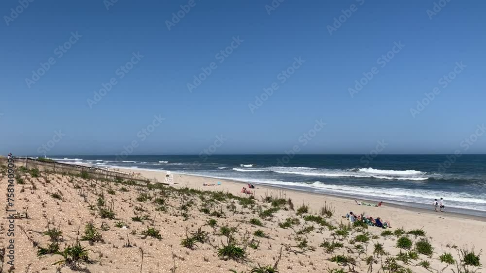 Tranquil Horizon: Panning Across Jersey Shore Beach Seashore Tranquil Horizon: Panning Across Jersey Shore Beach Seashore