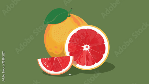 Flat Design Vector Illustration of Grapefruit - Fresh and Vibrant Fruit Concept for Graphic Projects