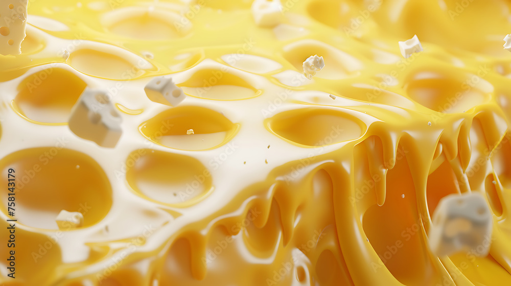 Cheese with holes close-up. Abstract background. 3d rendering Cheese with holes close-up. Abstract background. 3d rendering