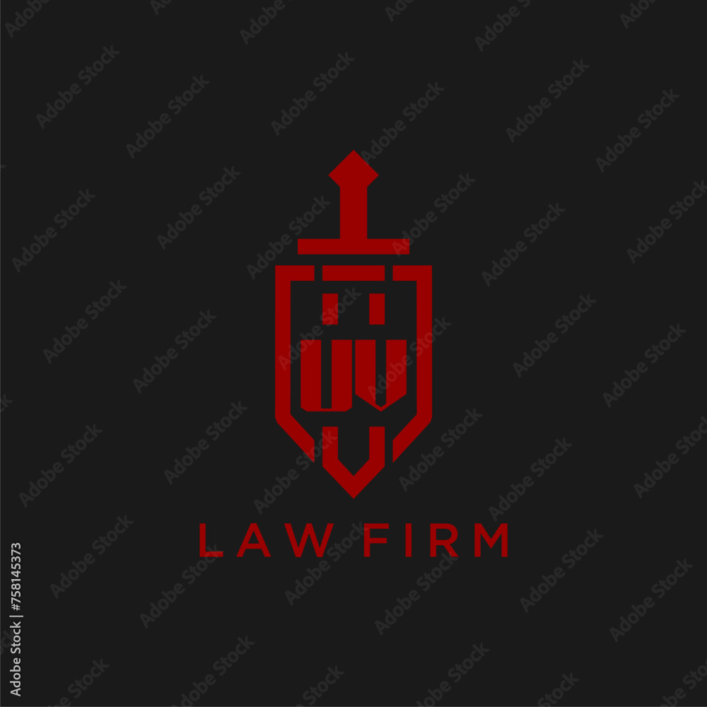 UV initial monogram for law firm with sword and shield logo image UV initial monogram for law firm with sword and shield logo image