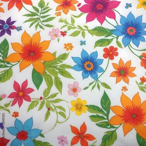 All Over Flower Digital Printed pattern Digital textile design hand draw motifs beautiful flowers