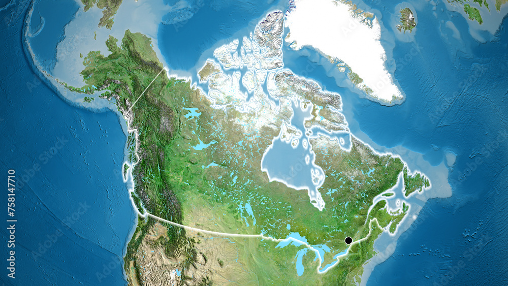 Shape of Canada. Glowed. Satellite.