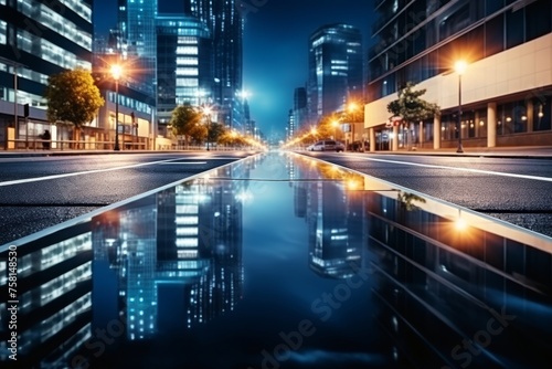 Panoramic cityscape wallpaper with reflective skyscrapers and modern urban landscape view