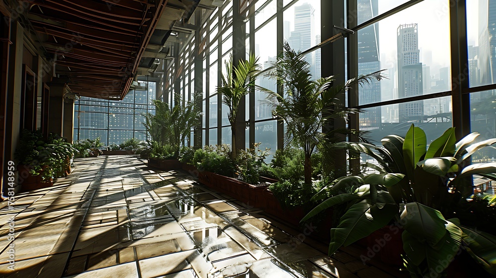 Urban Oasis: Exploring an Avant-garde Rooftop Garden with Geometric Design.
