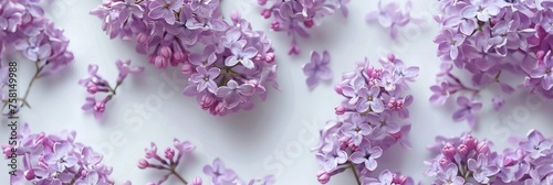 Lilac branches on a white background, spring flowers