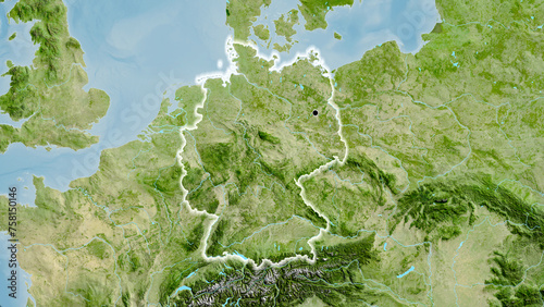 Shape of Germany. Glowed. Satellite.