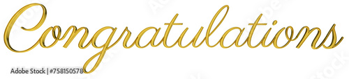 Congratulations gold lettering 3d render