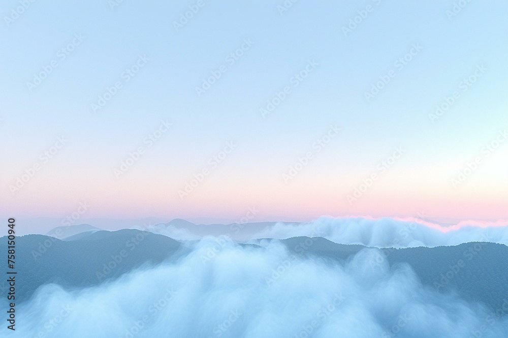 Serene Mountain Landscape Engulfed in Mist Serene Mountain Landscape Engulfed in Mist