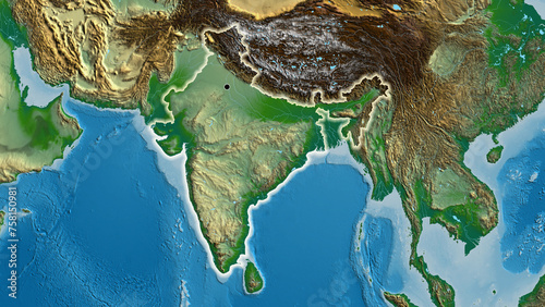 Shape of India. Glowed. Physical.