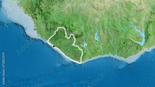 Shape of Liberia. Glowed. Satellite.