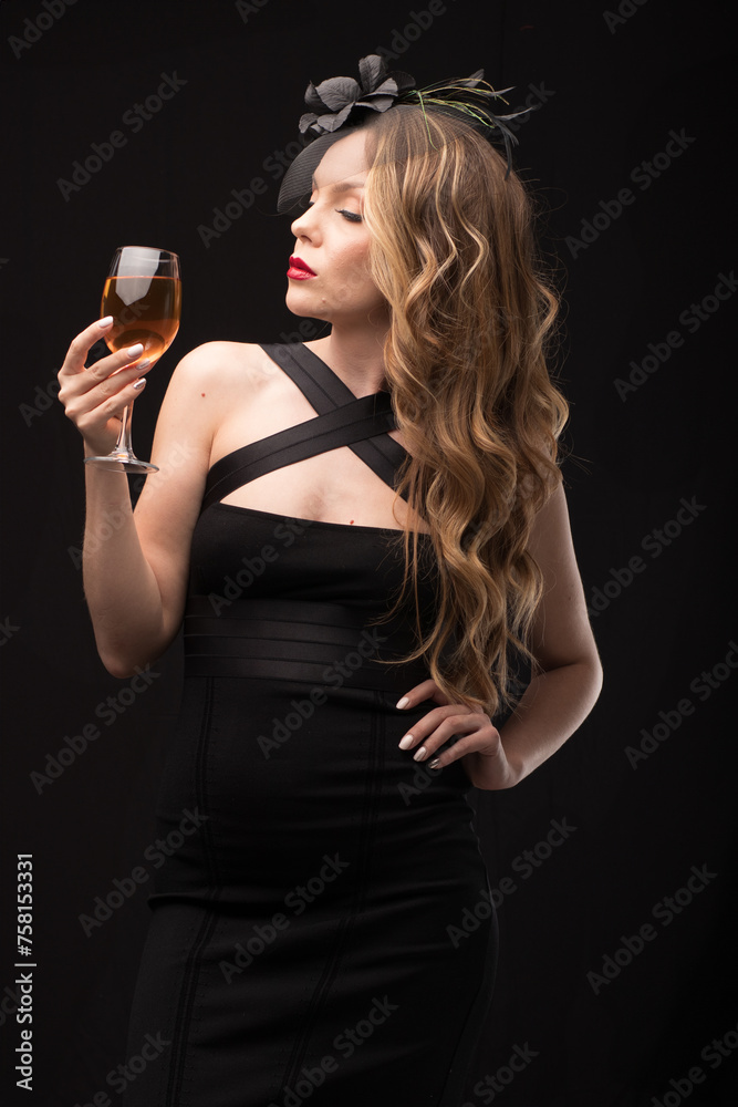 A fashionable woman savors a wine tasting experience, her attire and demeanor reflecting an appreciation for elegance and gourmet endeavors. A fashionable woman savors a wine tasting experience, her attire and demeanor reflecting an appreciation for elegance and gourmet endeavors.