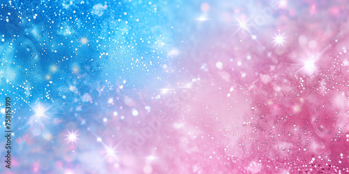 Rainbow unicorn background in pastel colors with star bokeh. Magic pink holographic background. Illustration of magic patterns, rainbow universe, cosmic unicorns  © Aku Creative