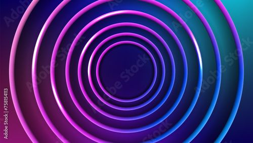 Abstract 3D Round Lines Loop on Blue Background  Vector Illustration