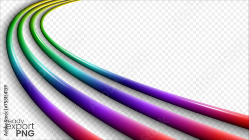 3D Rainbow Colored Cables on Transparent Pattern, Ready For PNG, Vector Illustration