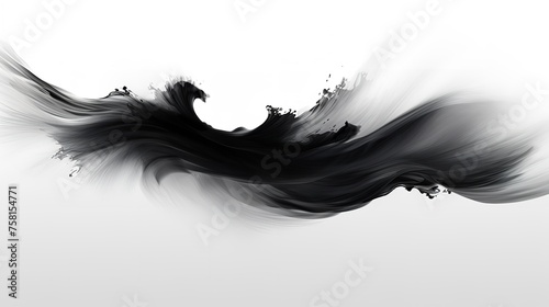 Black Ink Brush Stroke on White Background