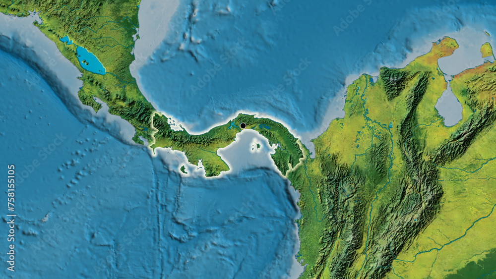 Shape of Panama. Glowed. Topographic.
