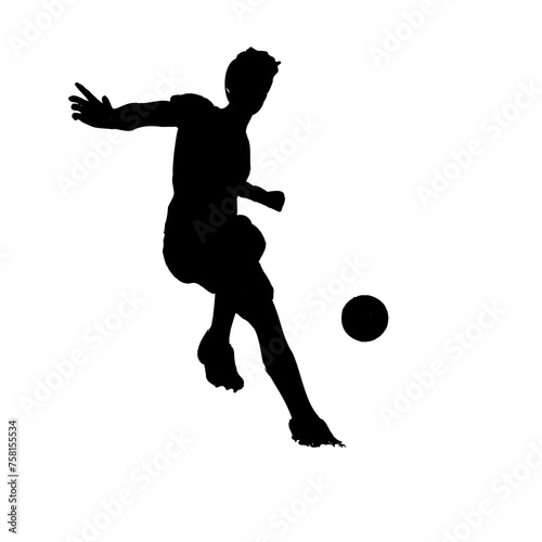 Silhouettes of people playing football with transparent background