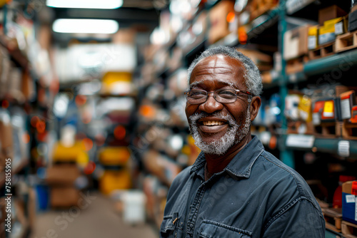 Joyful African Man in Hardware Store Selecting Repair Tool