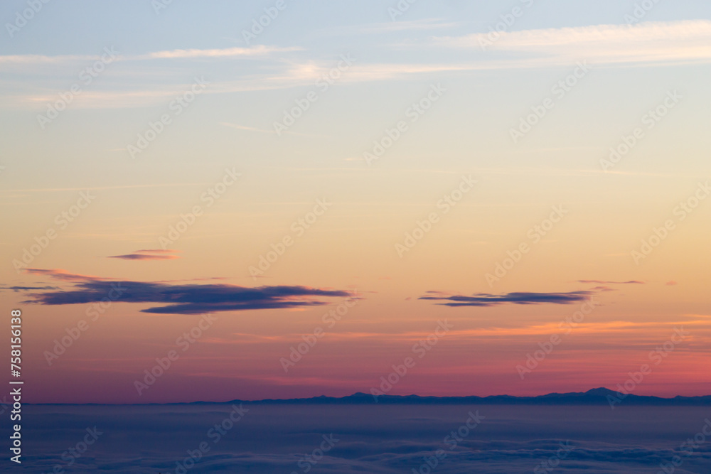 Mountain silhouette at sundown