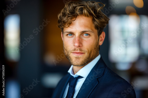 Successful businessman exuding confidence and charm in his office portrait