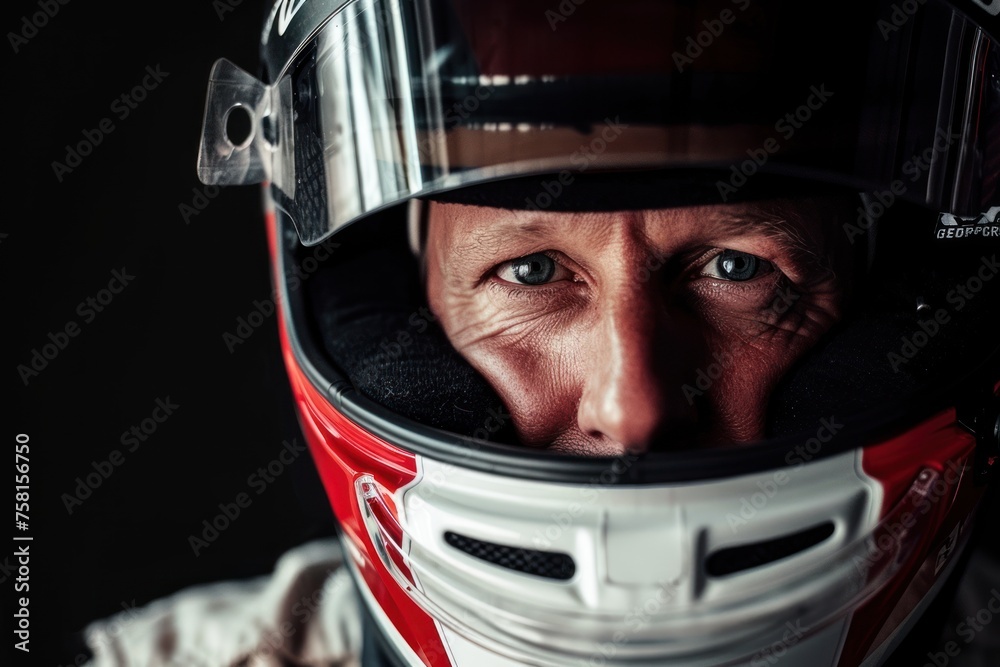 Portrait of racing driver in a helmet Portrait of racing driver in a helmet