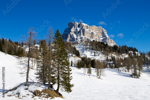 Pelmo mount view in Alleghe area, Italian alps photo