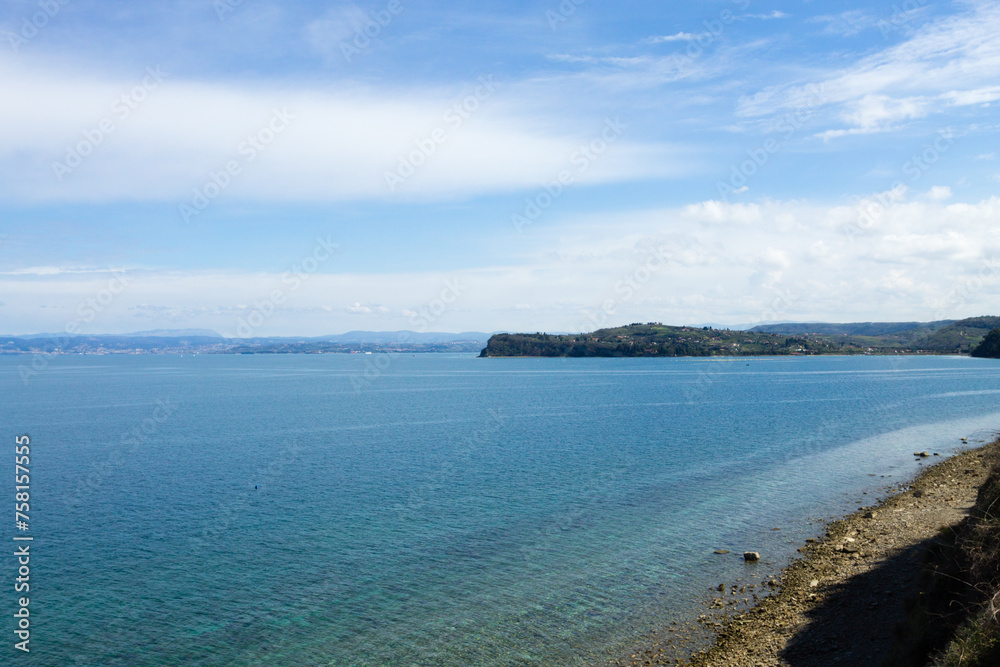 Piran shoreline in summer season landscape Piran shoreline in summer season landscape